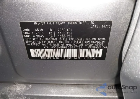 2016 Subaru Legacy 2.5I Limited from USA, damaged, VIN 4S3BNBN66G3017767